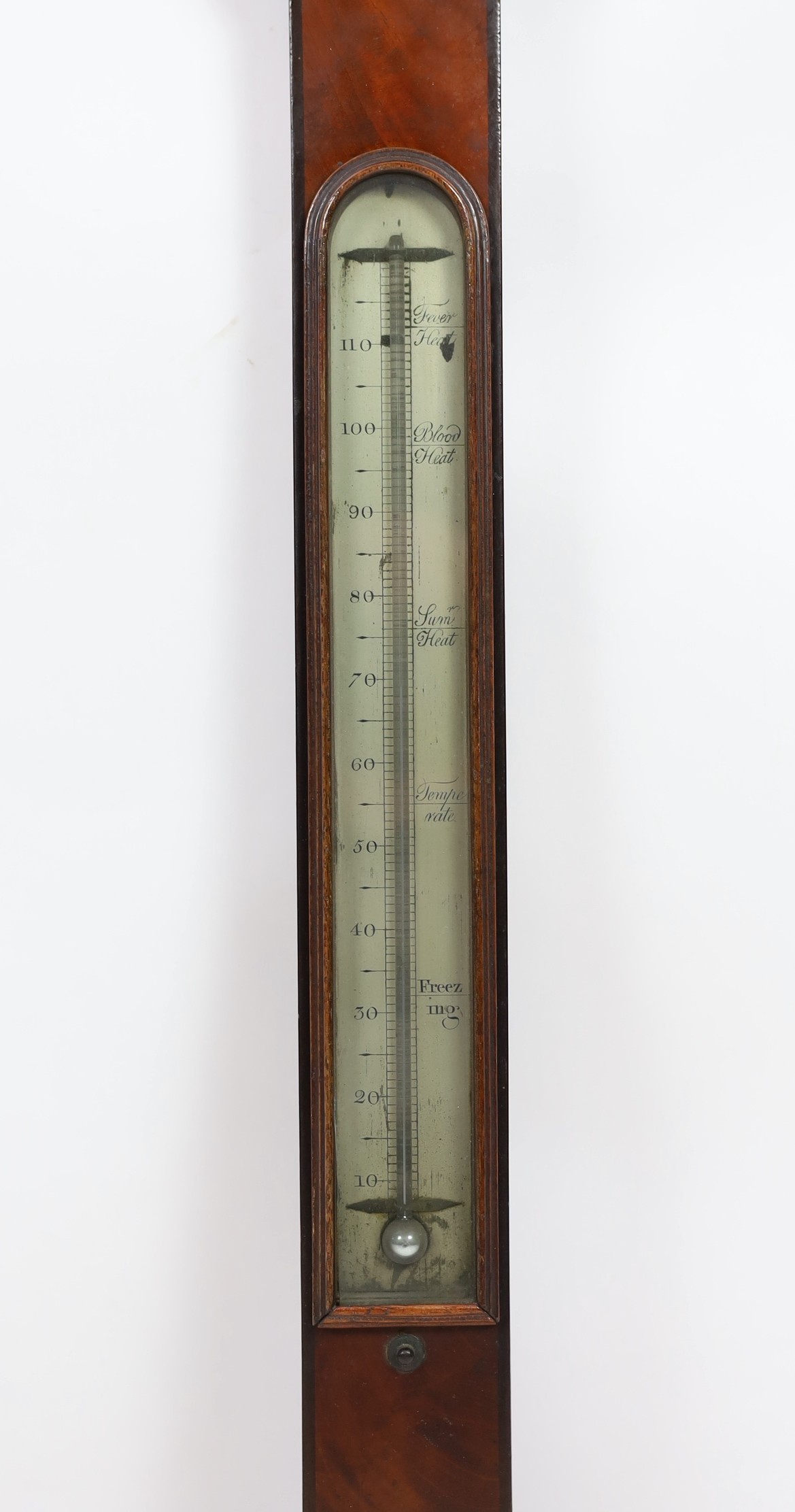 J. Blunt of London. A Regency mahogany stick barometer, with silvered scale and thermometer, 13cm - Image 3 of 5
