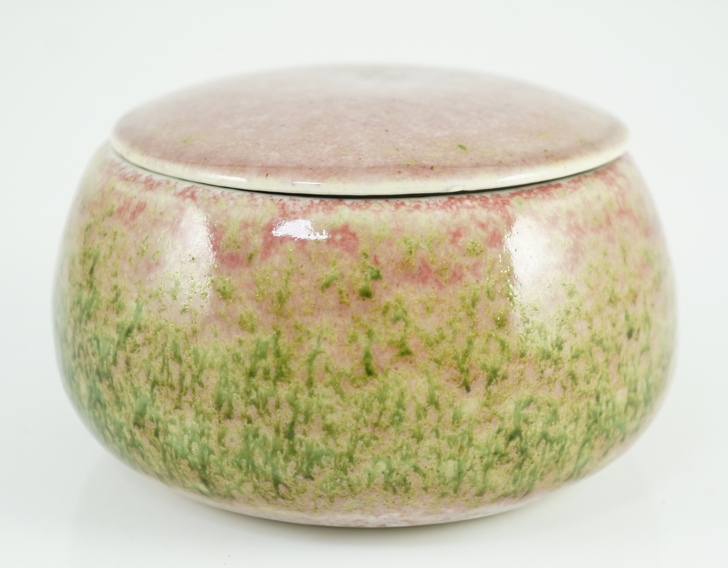 A Chinese peachbloom glazed weiqi stone box and cover, 20th century, 13.5cm diameter***CONDITION - Image 3 of 6