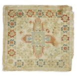 An 18th century Creton fine hand woven linen square, possibly an altar piece, hand worked with a