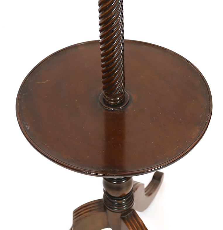 A Regency mahogany hat stand, with central spiral twist column and nine scrolling arms over circular - Image 4 of 5