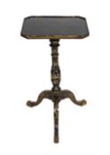 A Chinese export gilt-decorated black lacquer wine table, c.1840, the canted rectangular top above a