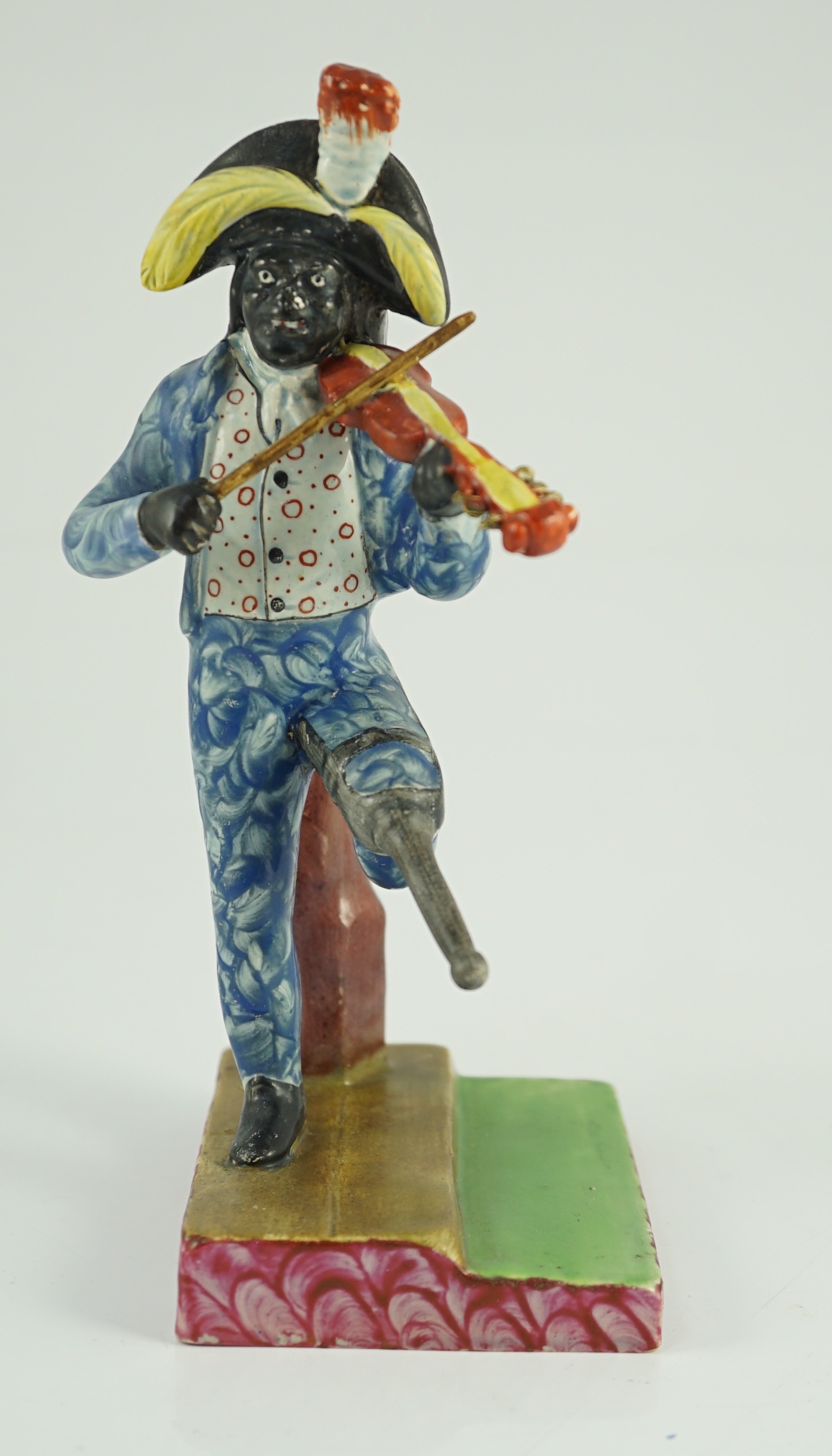 An Enoch Wood pearlware figure of Billy Waters, c.1820, modelled as the famous ex slave and London - Image 2 of 5