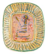 Quentin Bell (1910-1996) for Fulham pottery. An earthenware dish, painted in coloured glazes and