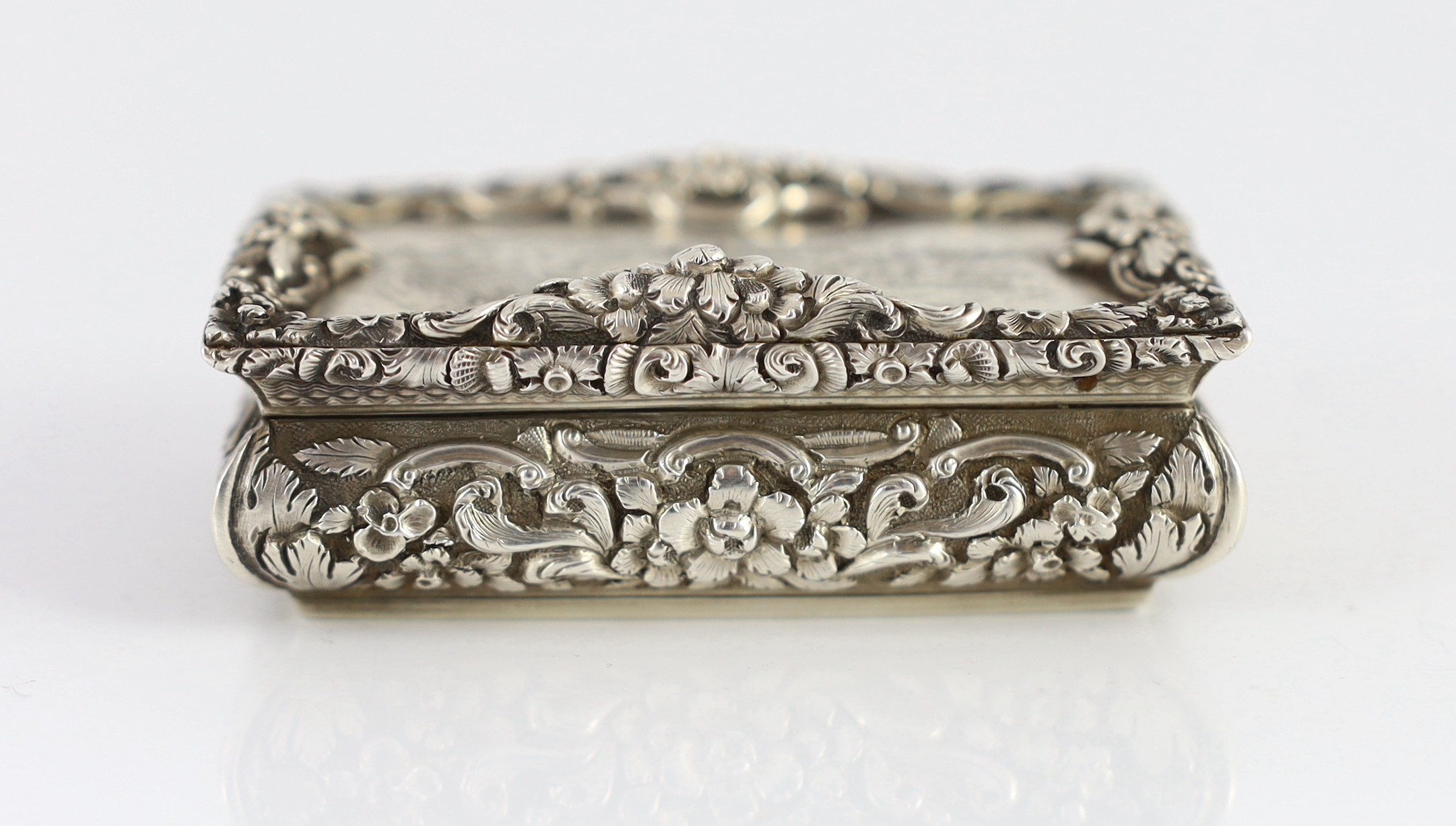 An unusual early Victorian silver rectangular snuff box, commemorating Grace Darling, engraved - Image 5 of 13