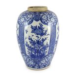 A large Chinese blue and white large ovoid jar, Kangxi period,