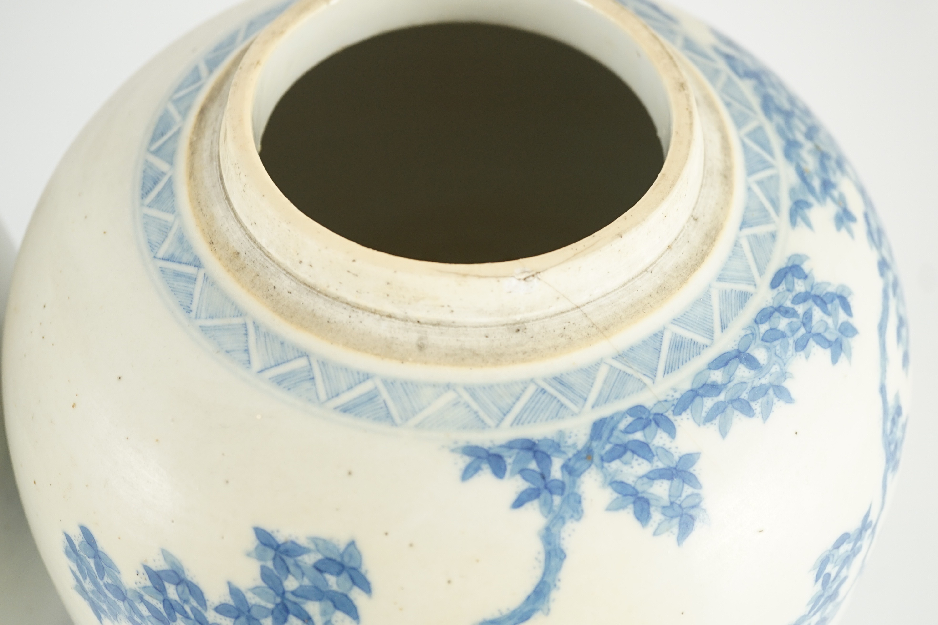 A pair of large Chinese blue and white ovoid jars and associated covers, 19th century, each - Image 8 of 13