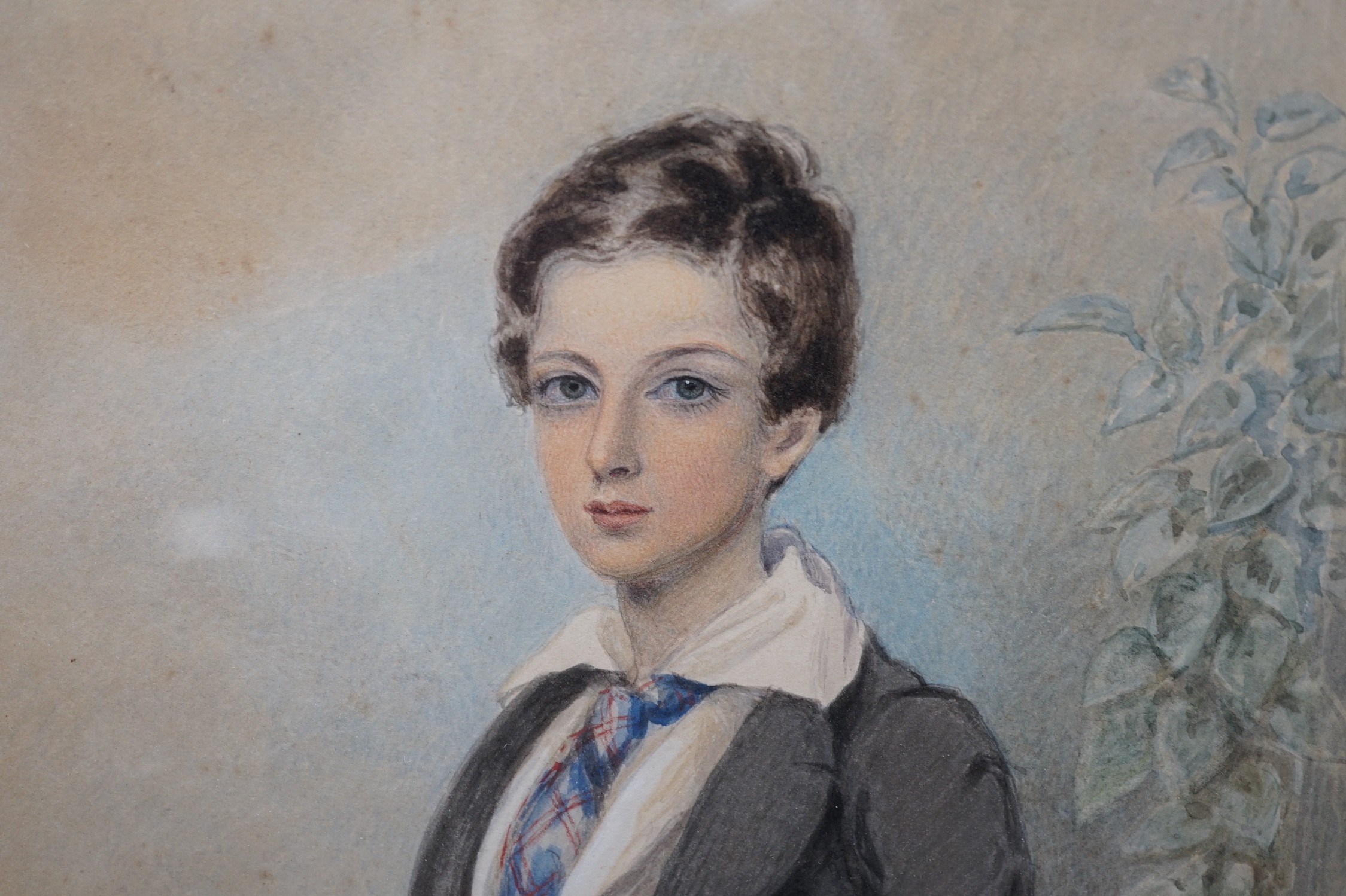 Victorian School, watercolour, Portrait of a mid-shipman, 34 x 25cm - Image 3 of 5