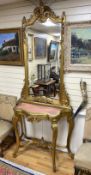 A Victorian carved giltwood and composition pier table and mirror, width 108cm, depth 46cm, height