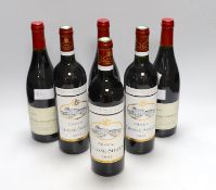 Three bottles of Crozes-Hermitage 2013 and three bottles of Chateau Chase-Spleen 2003,