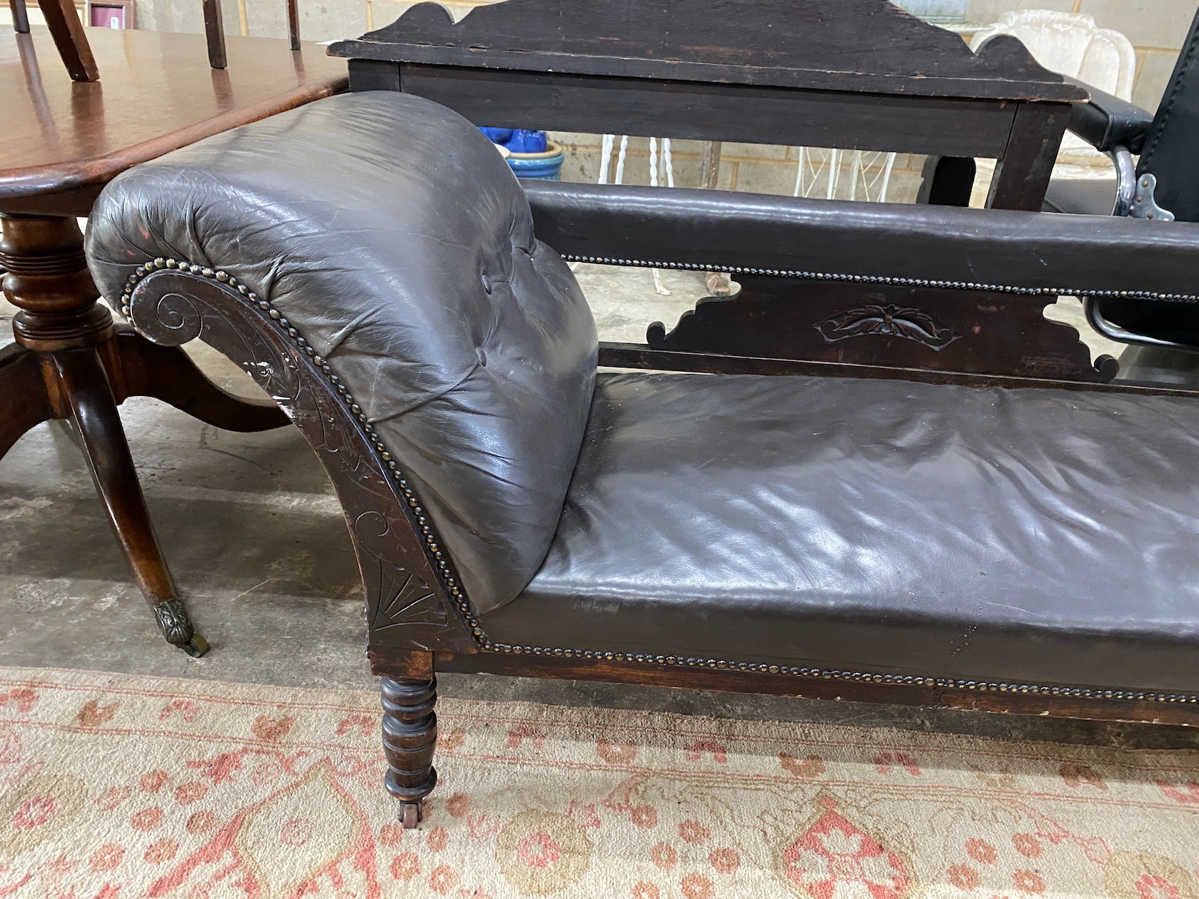 A late Victorian chaise longue length 160cm. - Image 2 of 3