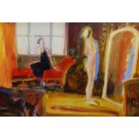 John Scarland (b.1947), oil on board, 'The Mirror', signed, 80 x 120cm