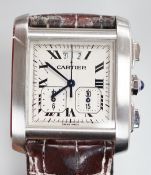 A gentleman's 2006 stainless steel Cartier Tank Francaise quartz wrist watch, with Roman numerals