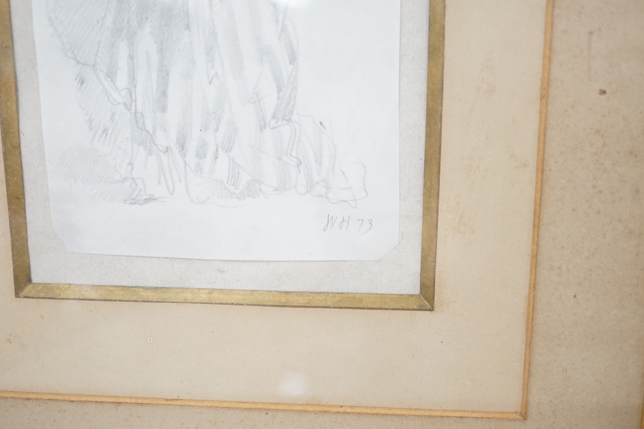 W.H.(18th C. English School), pencil on paper, Study of two women, initialled and dated '73, 15 x - Image 3 of 3