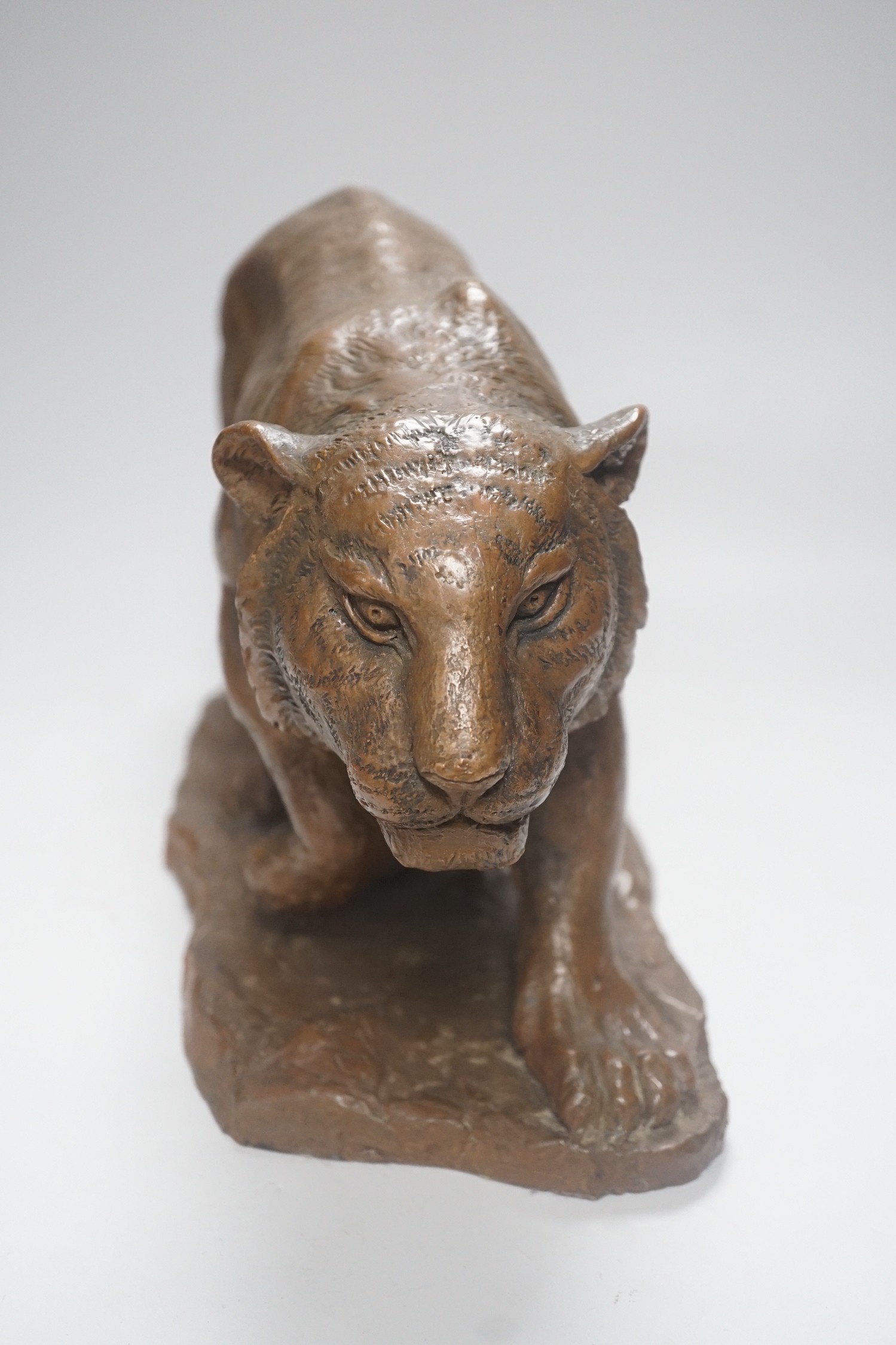 A cold cast resin bronze model of a prowling tiger, 45cm long - Image 2 of 4