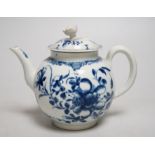 A Worcester Mansfield pattern teapot and cover with flower decoration and finial. 13cm tall