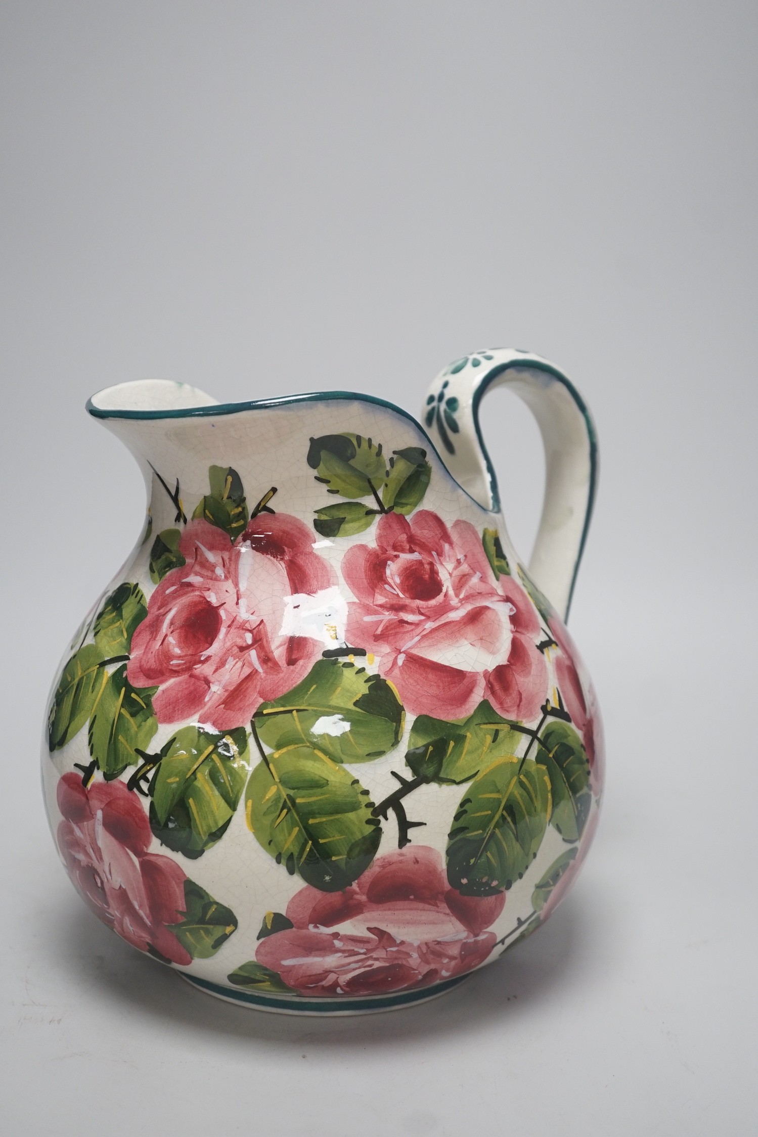 A Wemyss ewer, ‘cabbage roses’ patterns, painted Wemyss mark to base. 26cm tall - Image 3 of 4