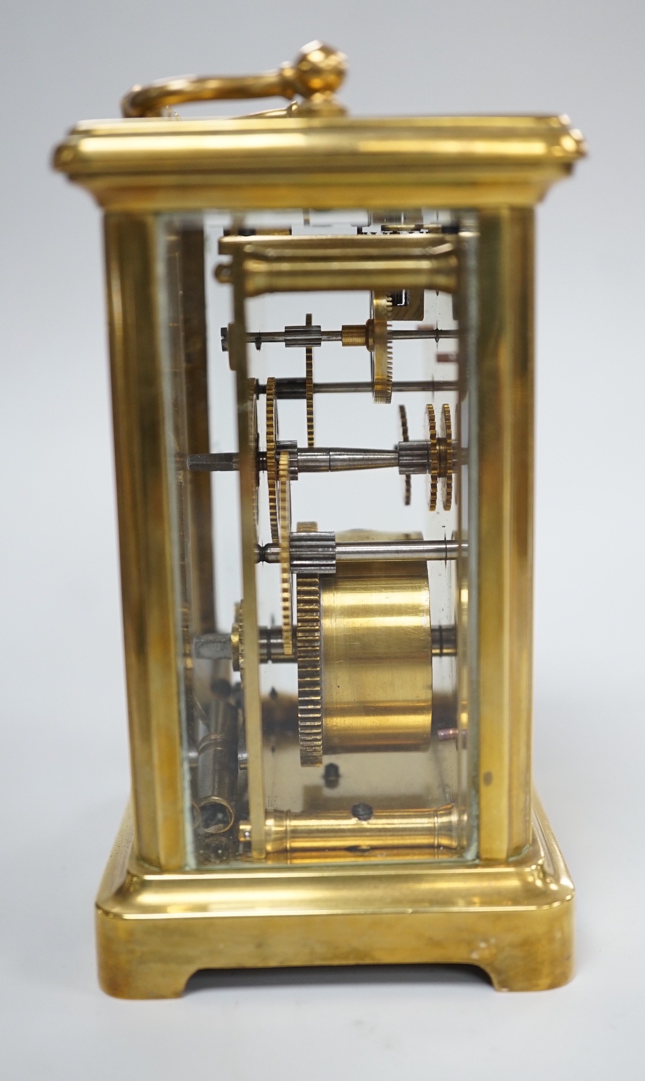 A brass cased carriage timepiece with key - Image 2 of 4