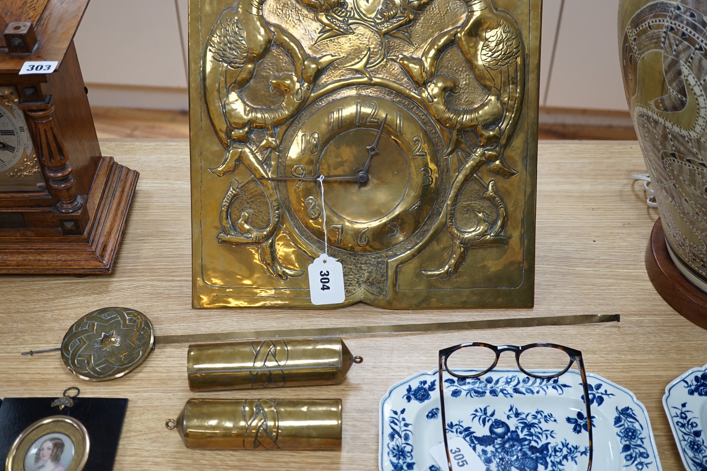 An early 20th Century Arts & Crafts/Art Nouveau brass wall clock in the manner of Margaret - Image 2 of 3