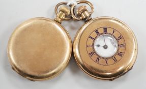 Two gold plated pocket watches, including half hunter.