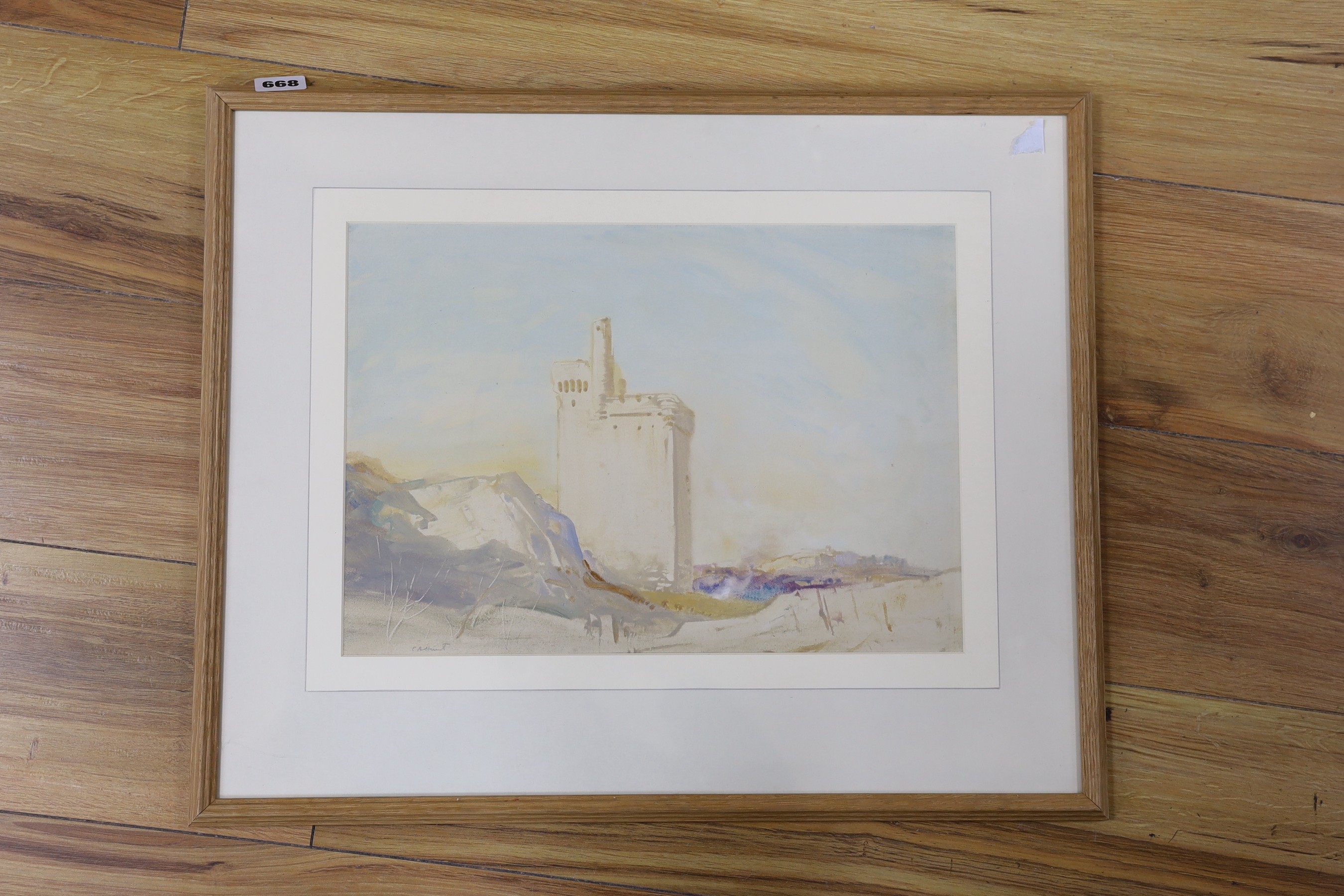 Cecil Arthur Hunt (1873-1965), watercolour, 'The White Tower, Avignon', signed, 26x 38cm, together - Image 4 of 5