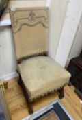 A pair Louis XVI style upholstered mahogany side chairs