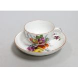 A Meissen dot period flower painted cup and saucer, c.1770