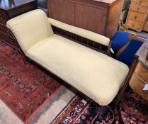 A late Victorian mahogany chaise longue, length 170cm, depth 62cm, height 71cm
