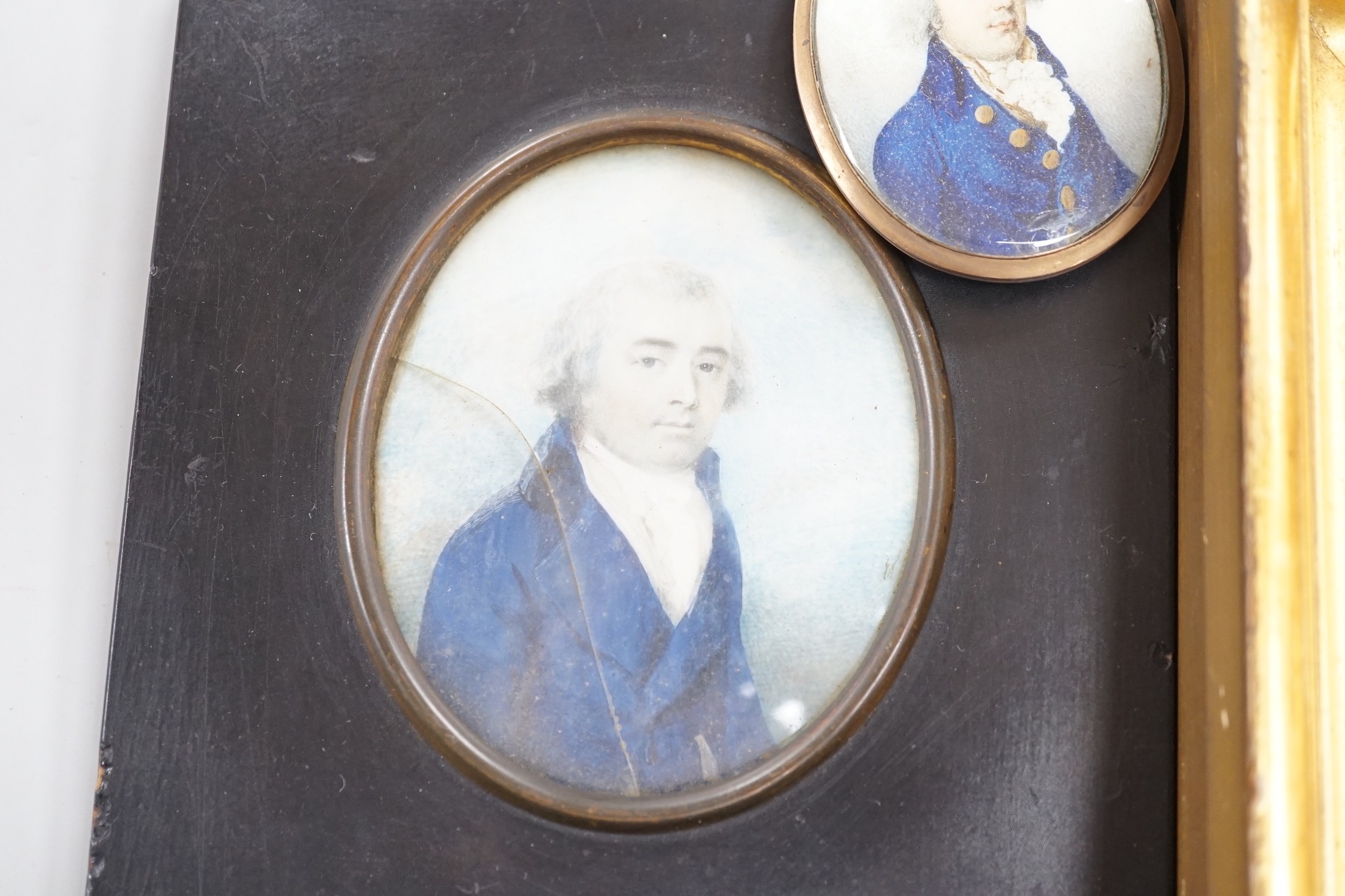 A selection of three watercolour portrait miniatures on ivory relating to the Potenger Family - Image 5 of 5