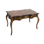 A 19th century Dutch floral marquetry bureau plat, width 126cm, depth 80cm, height 75cm