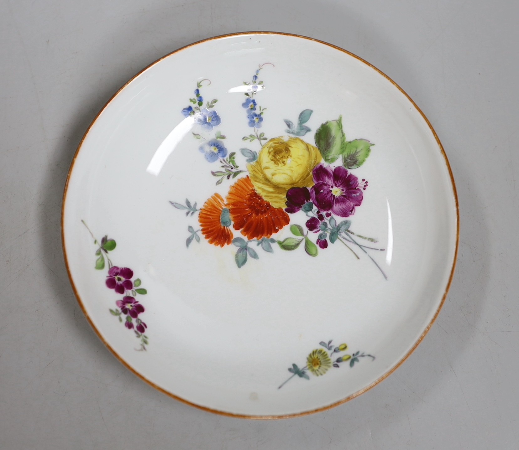 A Meissen dot period flower painted cup and saucer, c.1770 - Image 5 of 6