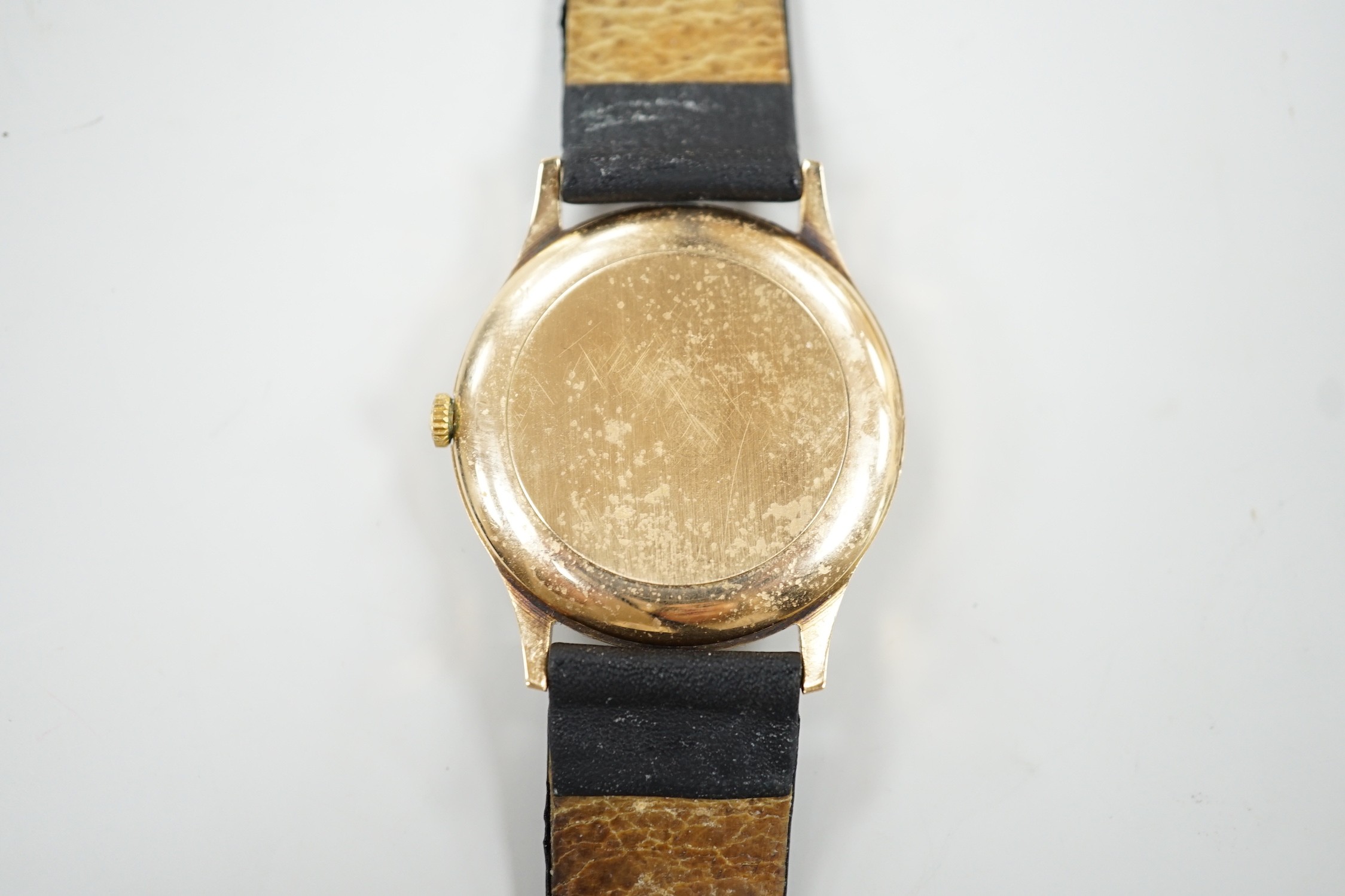 A gentleman's yellow metal quartz dress wrist watch, retailed by Mappin & Webb, with date - Image 3 of 3