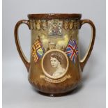 A Royal Doulton loving cup, Elizabeth II Coronation June 1953, 554 of 1000 with certificate
