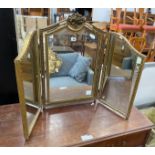 A giltwood and composition triple dressing table mirror, height 69cm