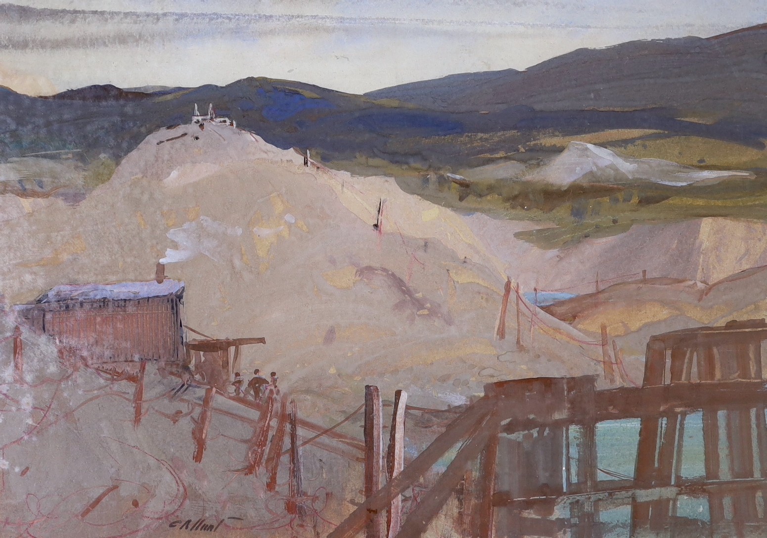 Cecil Arthur Hunt (1873-1965), watercolour, 'A Quarry', signed, with Fine Art Society label verso,