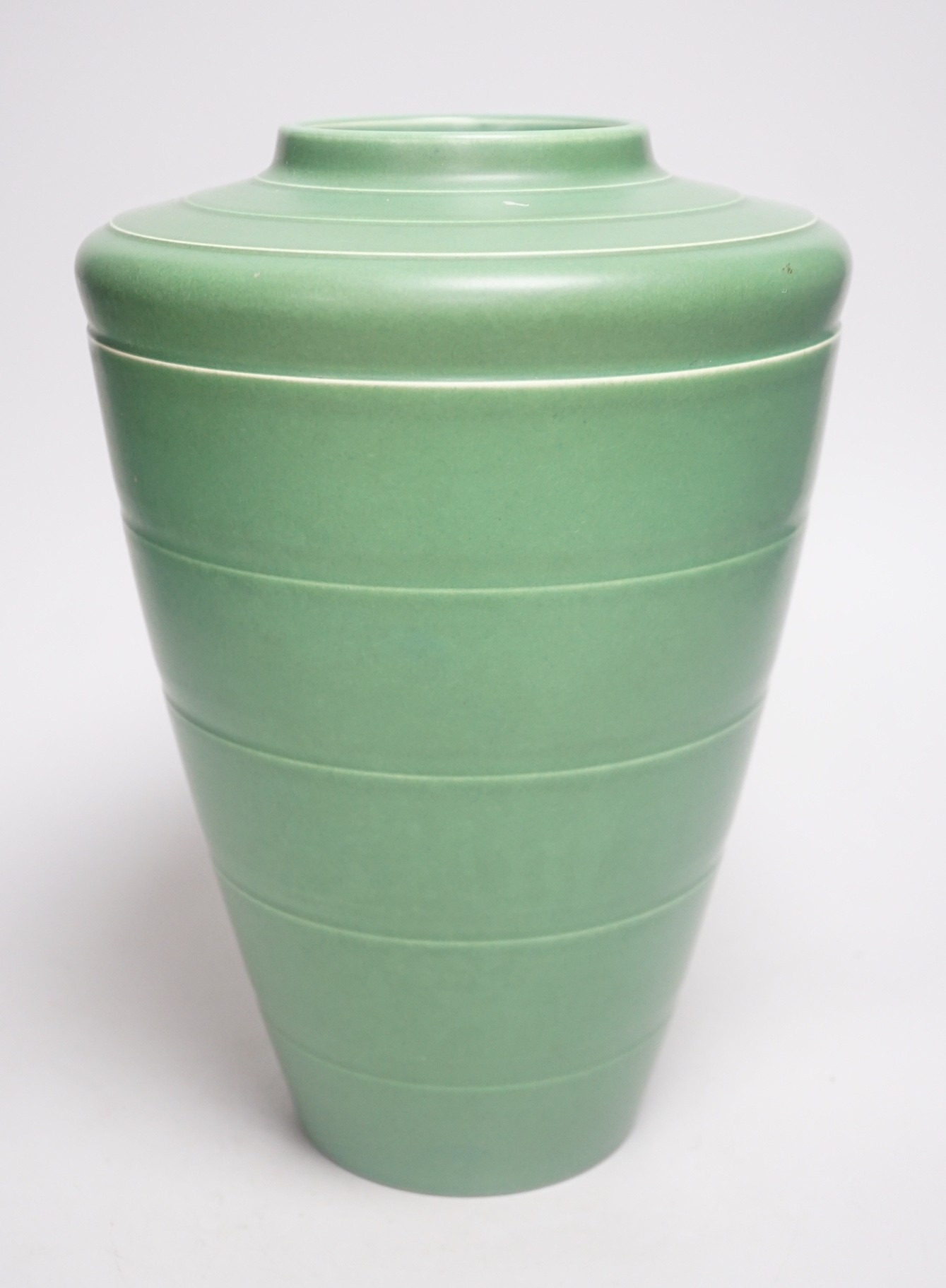 A Keith Murray for Wedgwood green monochromed shoulder vase, 28cm