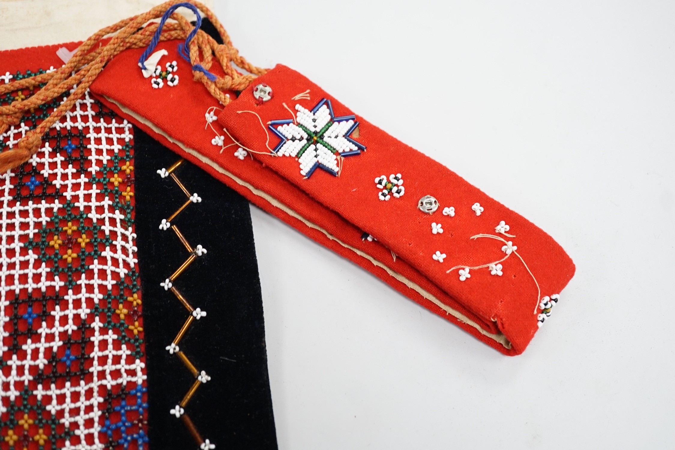 A collection of 19th century Scandinavian beadwork, worked in white and coloured geometric designs - Image 4 of 5