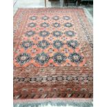 An Afghan red ground carpet, 344 x 264cm