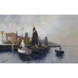 Joseph Hughes Clayton (1870-1930), oil on canvas, Dutch estuary scene with fishing boats, signed, 68