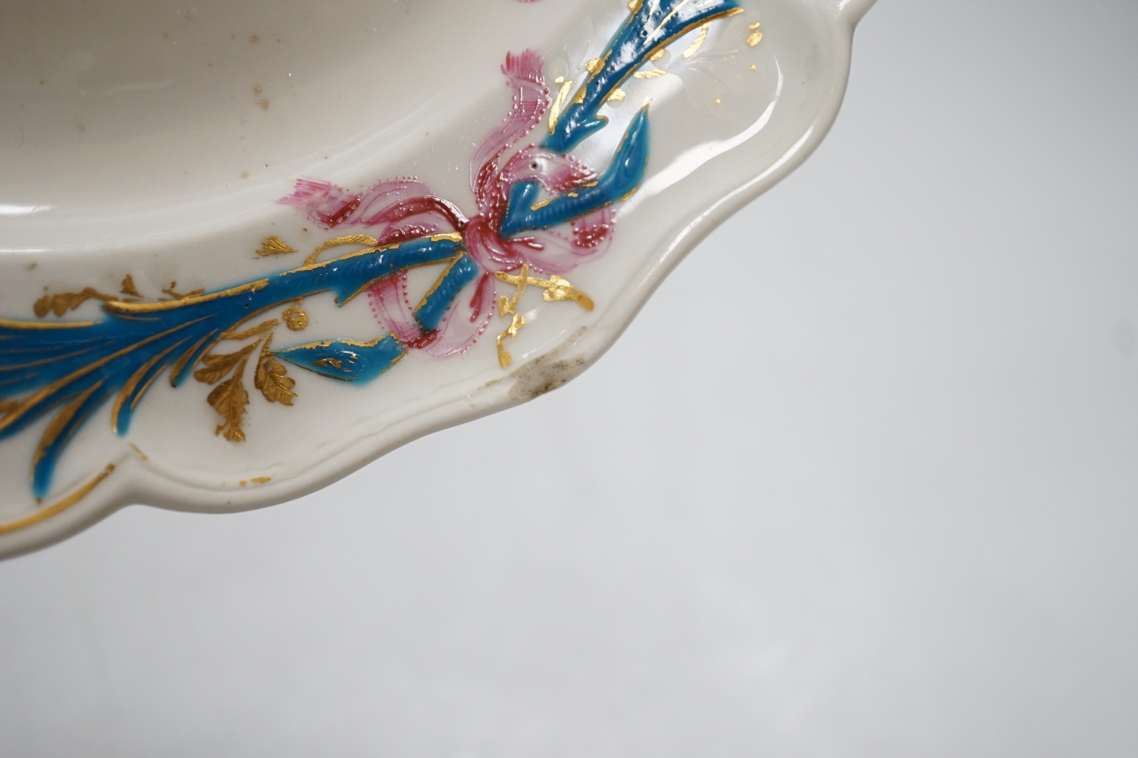 An 18th century Derby plate painted in puce with a cherub on a cloud by Askew. 21cm diameter - Image 3 of 3