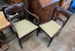 A set of ten Regency mahogany dining chairs, two with arms