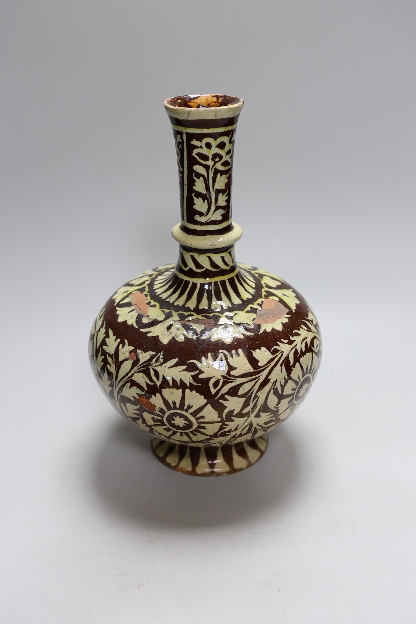 A Swiss/German 19th century glazed terracotta vase. 30.5cm tall - Image 2 of 4