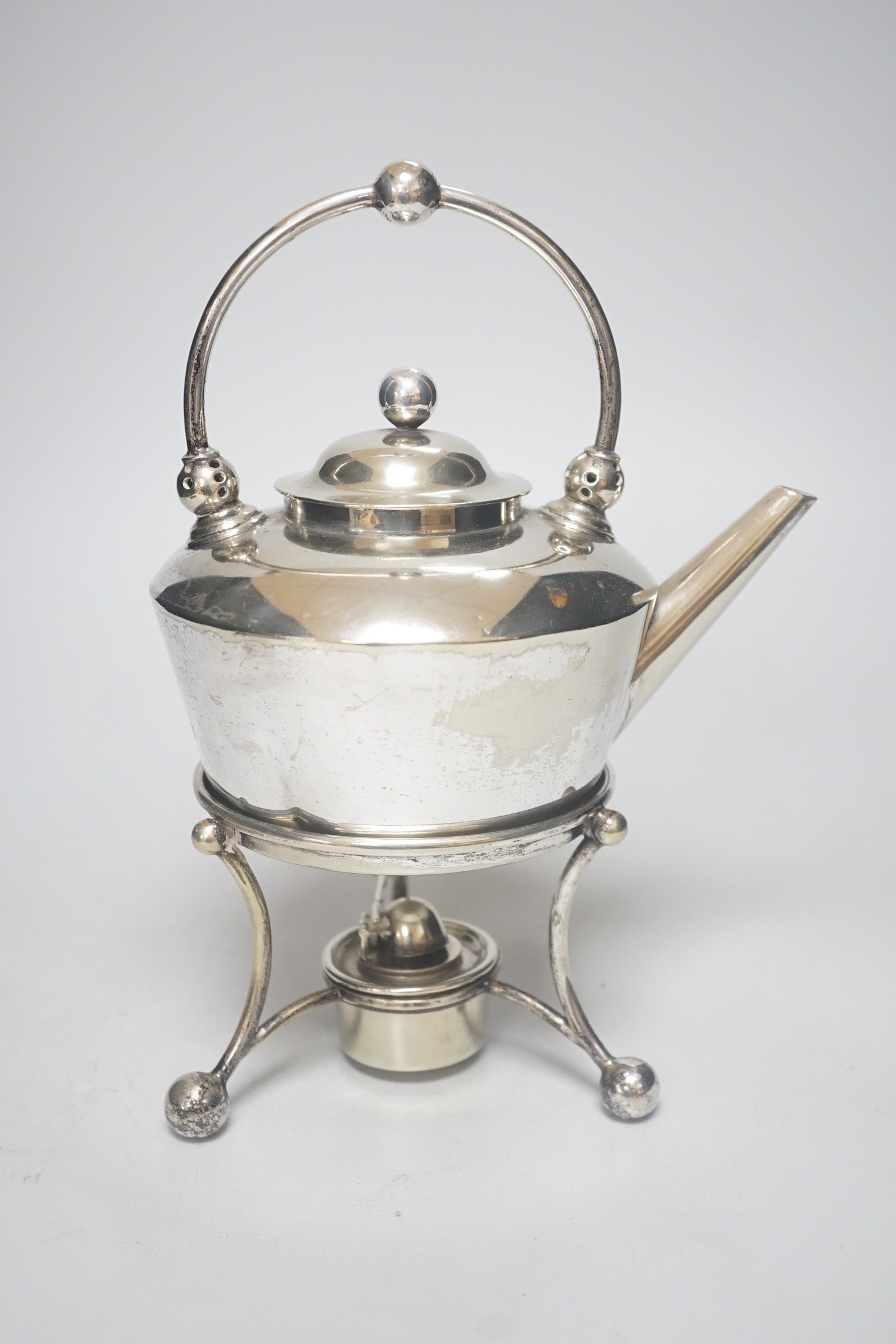 A Dresser style electroplate tea kettle, burner and stand - Image 3 of 3