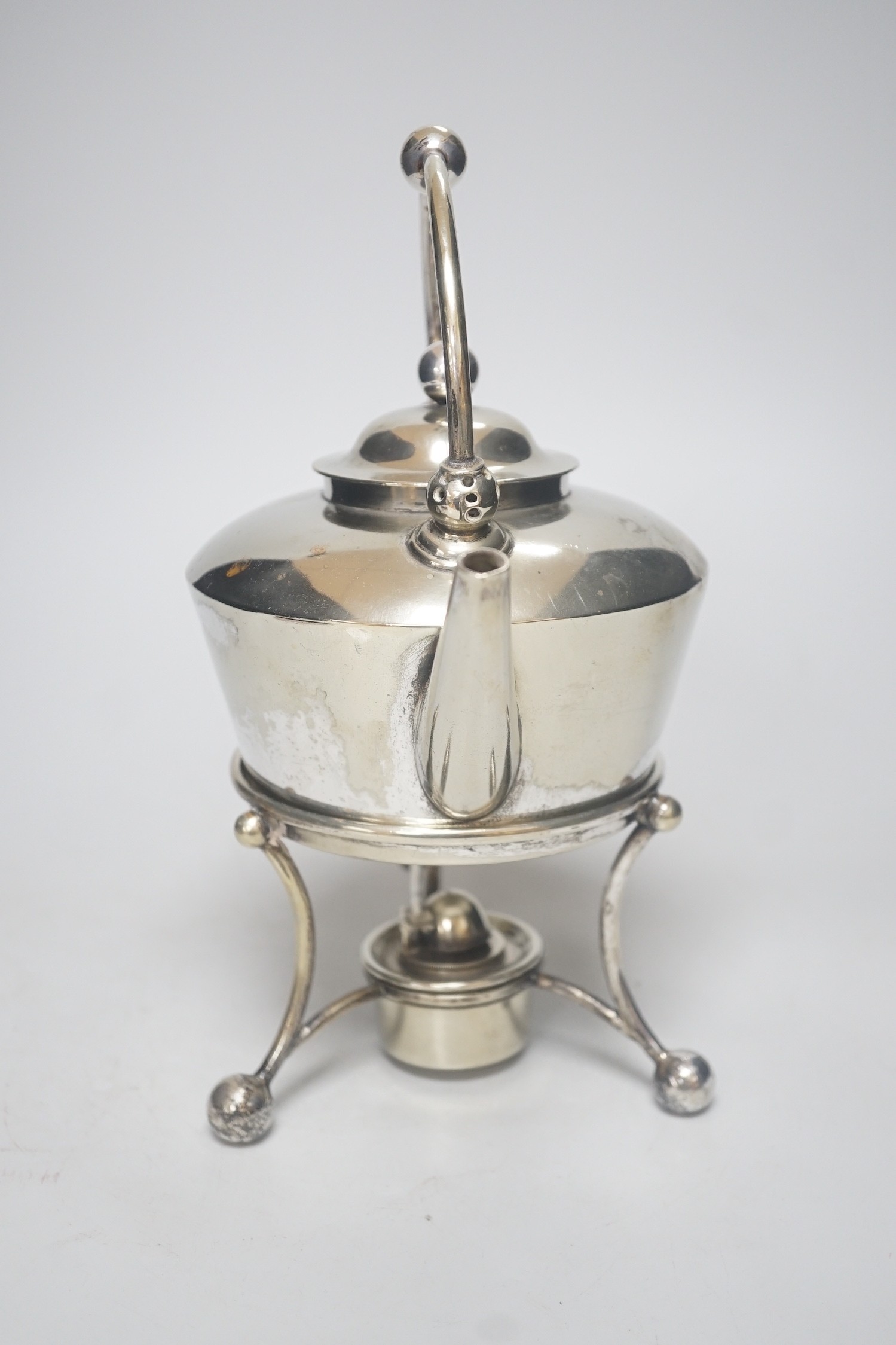 A Dresser style electroplate tea kettle, burner and stand - Image 2 of 3