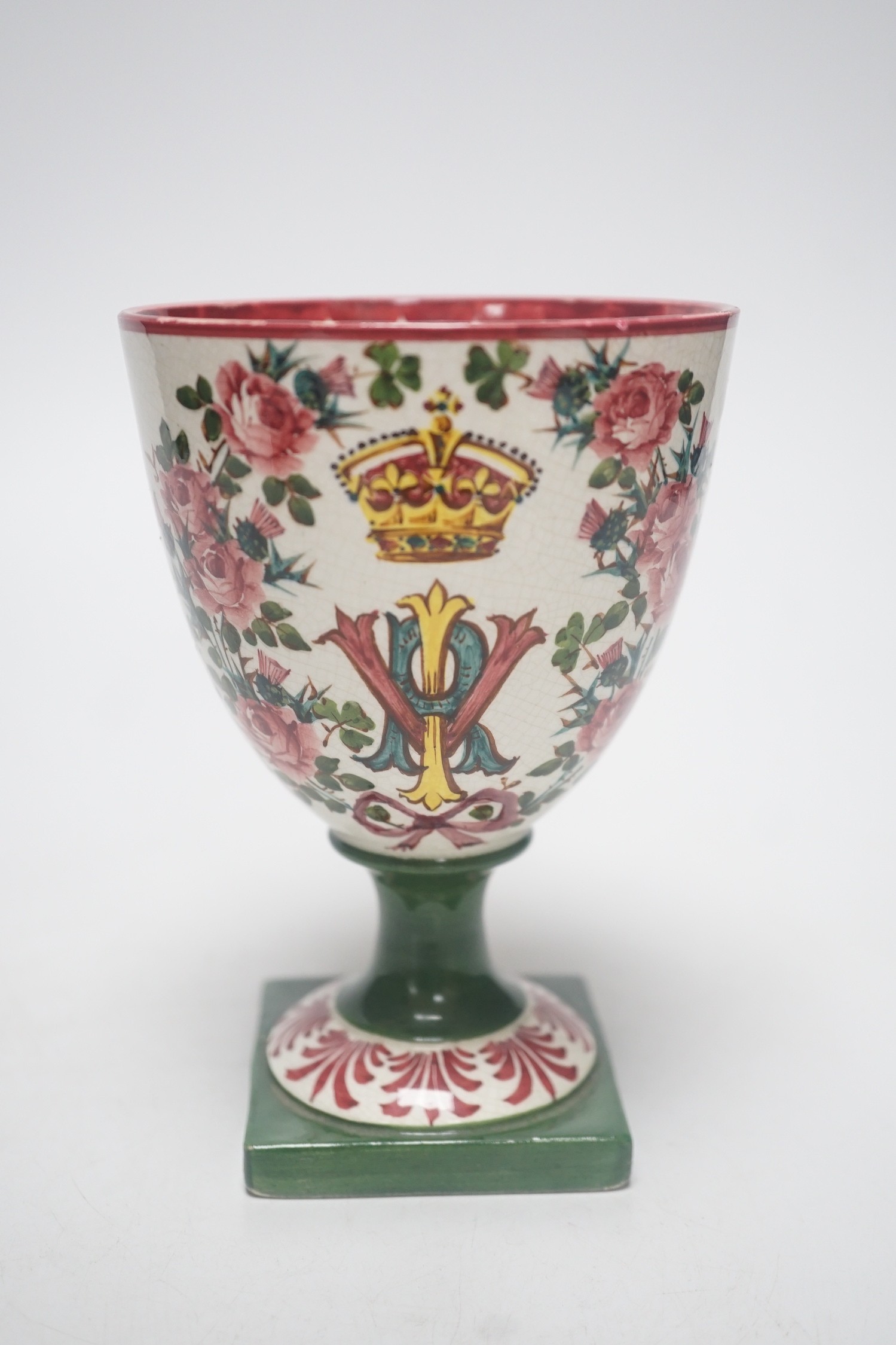 A Wemyss Queen Victoria Diamond jubilee commemorative goblet, 1897, retailed by T.Goode and Co., - Image 3 of 7