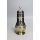 A large Edwardian silver baluster sugar caster, Charles Stuart Harris, London, 1902, 22.3cm, 13.