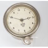 A Smiths MA 8day lever escapement front wind car clock with restoration paperwork, 9cm diam.