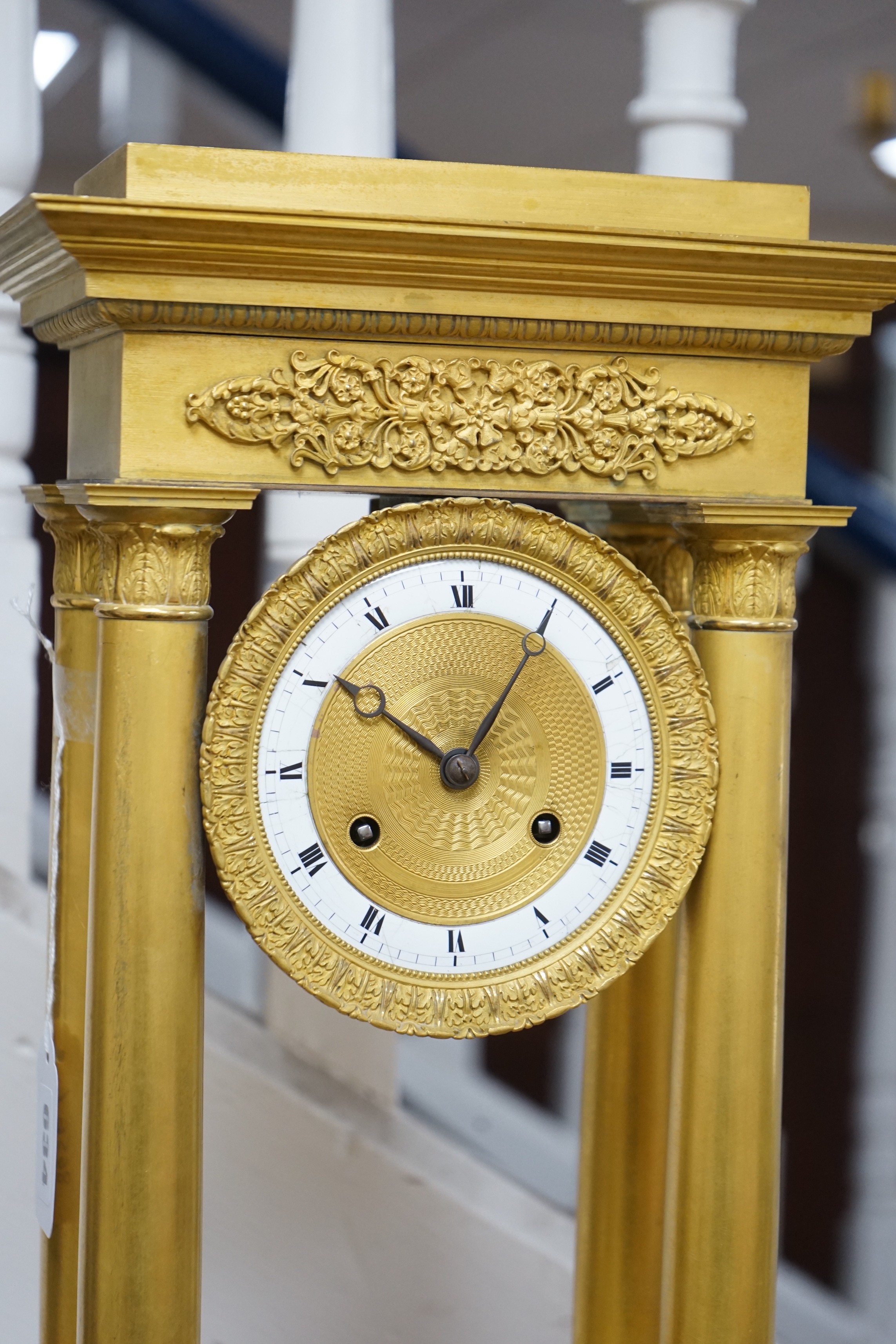 A large mid 19th century French ormolu portico clock. 49cm tall - Image 2 of 3