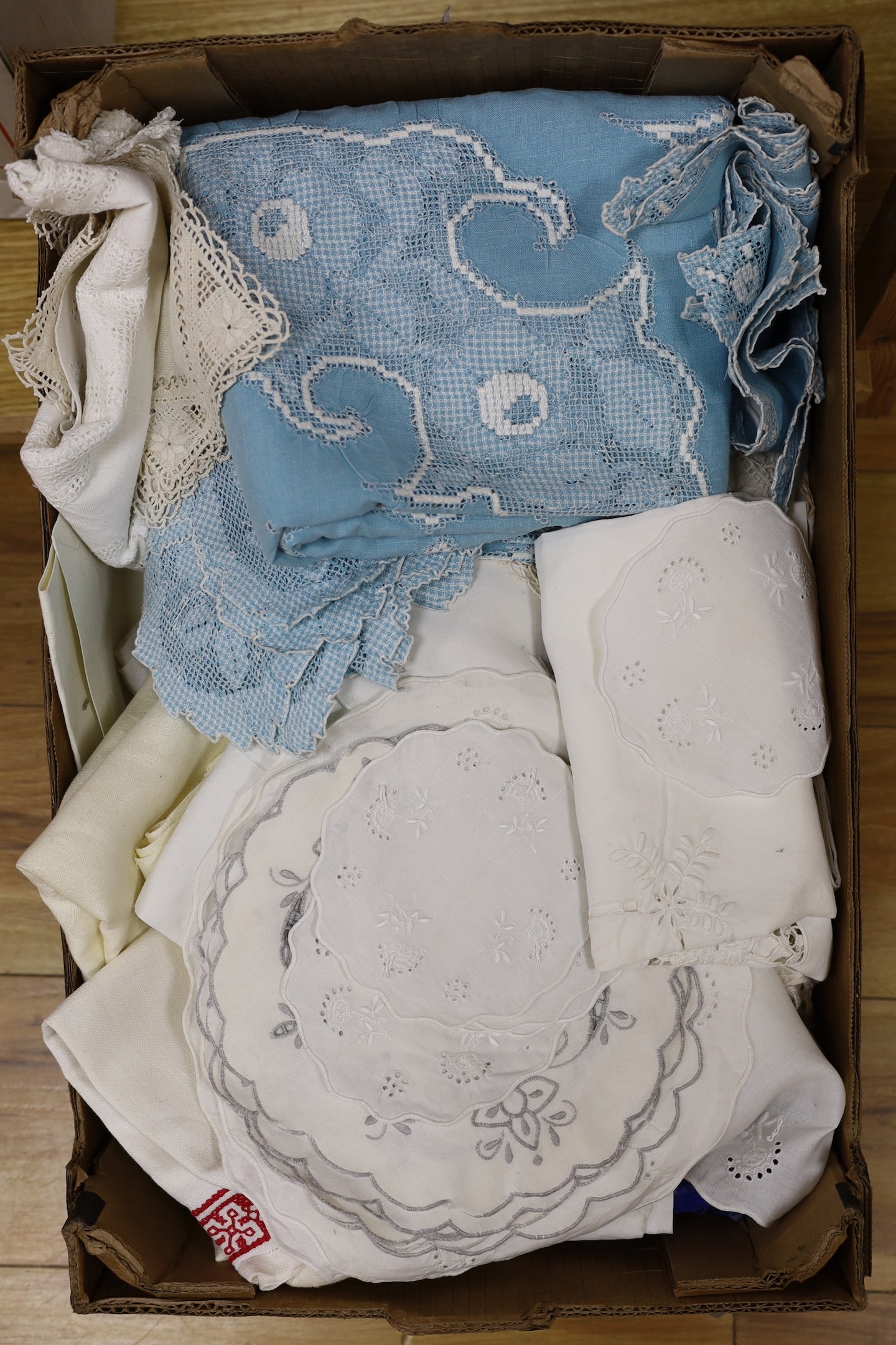 A small quantity of linen tablecloths