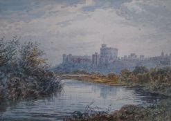 EJL, pair of watercolours, Windsor Castle by day and night, initialled, 14 x 19.5cm