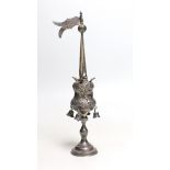 Judaica- A George V embossed silver spice tower, by J. Zeving, London, 1913, 26.5cm, 3.7oz.